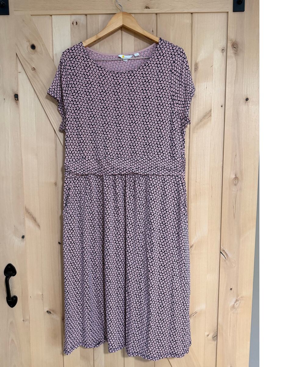 Boden | Amelie Jersey Pink and Blue Print Short Sleeve Dress | Size US 20/22L